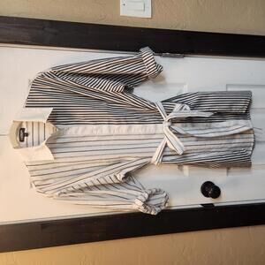 Express Portofino black/white Striped Shirt Dress with Belt, Size Small